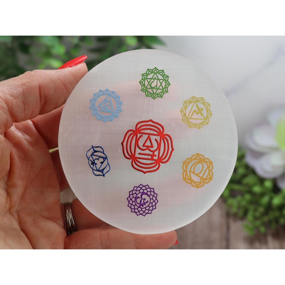 Selenite 7 Chakra Charging Plate Disk
